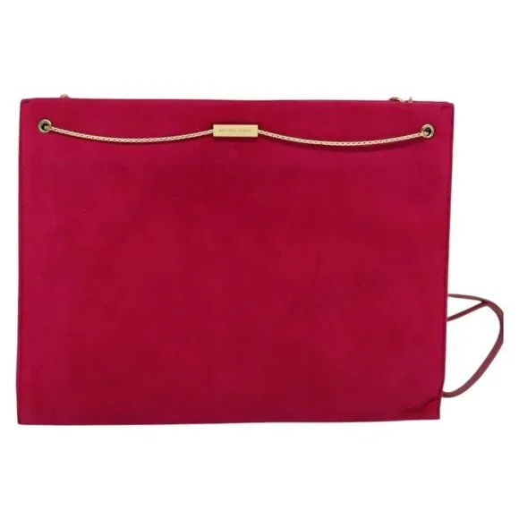 Authentic BOTTEGA VENETA Shoulder Bag Suede Pink Gold
